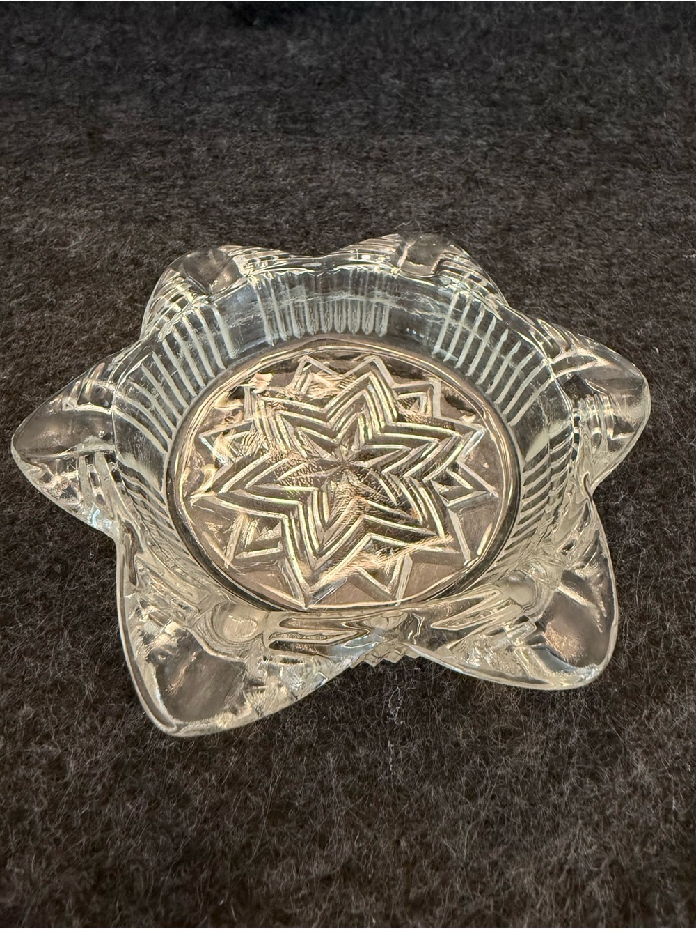 Vintage Clear Pressed Glass Starburst Ashtray